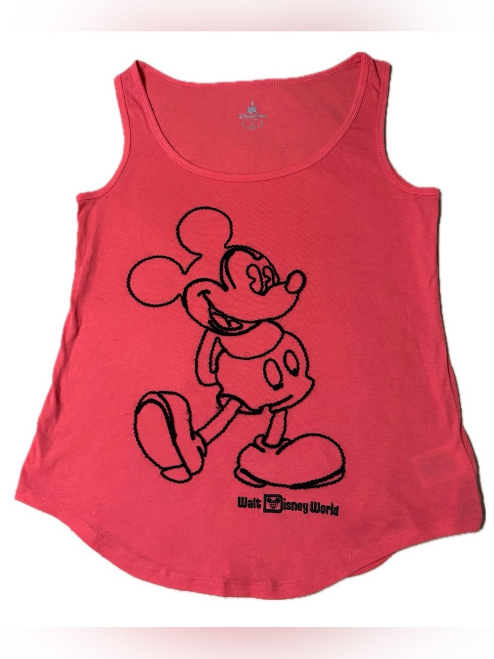 Disney Parks Authentic Coral Mickey Mouse Yarn Stitch Tank Top